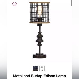 (2) Metal and Burlap Edison Lamp